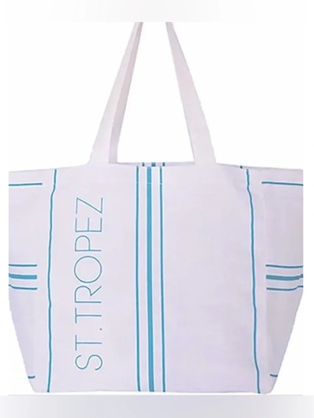 St. Tropez White & Turquoise Canvas Tote Bag & Tanning Glove - Picture 2 of 6